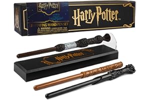 Harry Potter Levitating Wand Pens, Pack of 3 Magical Black Ink Ballpoint Wand Pens with Magnetic Display Stand, Dumbledore Hermione Harry Potter Gifts (Multi 3 Pcs)