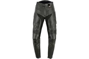 Texpeed Pantalon moto cuir homme - De tourisme en cuir pour moto Cruiser racing avec protection authentique biker CE armor (EN 1621-1) Noir - (S Taille/Jambe Courte)