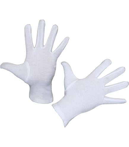 Lot De 4 Gants Noirs Fins En Coton - Sensibilité Tactile, Pour Bijouterie, Travail Délicat, Soins - 12
