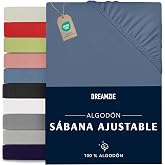 Dreamzie - Fitted Sheets - 80 x 190/200cm - 100% Jersey Cotton | Blue &middot; Height 12 cm &middot; Fitted Sheet &middot; Washable at 60 &deg; C &middot; Oe