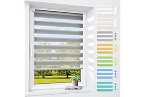 smartdemo Store Enrouleur Jour Nuit sans perçage, Gris 80x200cm, Facile à Montage, Double Tissu, Protection de Privée, pour Fenêtre ou Porte