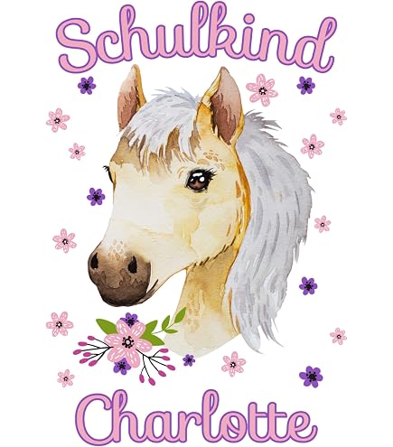 Ilka Parey Bügelbild Für Schultüte – Wildpferd-Motiv, Wahlweise A4, Mit Name & Jahreszahl
