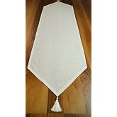 Viemso Simli Keten Runner P&uuml;sk&uuml;ll&uuml;, Kırık Beyaz, 45x150cm