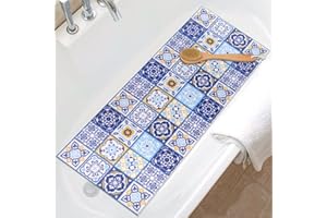 MACUNIN Shower Mat Non Slip, Extra Long Bath Tub Mat Non Slip Anti Mould 40x100cm, Loofah Bathroom Shower Mat for Inside Shower, Soft Textured Bath Massage Mat for Bathtub Bathroom Floor with Drain, Quick Dry