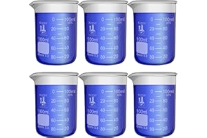 100ml Beaker, Low Form Griffin, Borosilicate 3.3 Glass, Double Scale, Graduated, Karter Scientific 247F2 (Pack of 6)