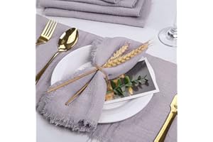 Dloapesy Cheesecloth Napkins, Set of 6, Weddings Decorative Napkins, Dinner Parties, Everyday use, Hand Dyed 100% Cotton Napkins(42cm*42cm) (Grey)