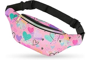 Basumee Sac Banane à Paillettes pour Enfant 12 x 32 cm - en Cuir synthétique - pour Le Cyclisme, la Course, Le Camping, Le Sport, Rose