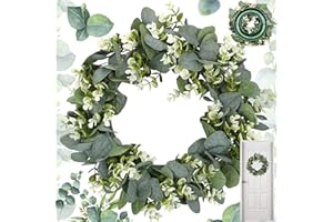 LIEKADIJIAE Künstliche Eukalyptus Kranz, Kranz Künstliche Eukalyptus, Eukalyptus Girlande Künstlich Pflanze, Wandkranz Girlande Kunstpflanze, für Hochzeit Party Garten Tür Fenster Wand Kamin Dekoration (35cm)