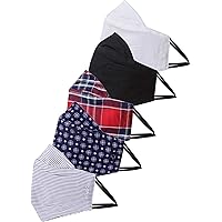 Amazon Brand - Symbol Unisex's Cotton Reusable Anti-Microbial 5 Layer Face Mask (Pack of 5) (SMK-02-PO5…