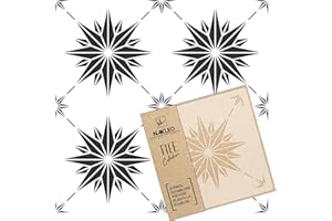 ‎NL NAKLEO ART & WALL DECOR NAKLEO Estrella Fliese Wiederverwendbare Kunststoff Schablone - 20x20cm - Spanisch Stern Maurisch - Marokkanisch Geometrisch - Pflasterstein Betonboden Wandmalerei Vorlage Holz