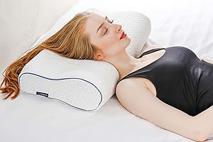 ‎ALKAMTO alkamto Orthopädisches Memory-Schaum-Kissen, ergonomisches Schlafkissen, Visco-Nackenstützkissen, Nackenkissen, Seitenschläfer, wärmeregulierender Bezug, zusätzlicher Baumwollbezug 60x30x10/8 cm
