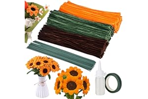 bssmmai 550 Pezzi Scovolini Colorati per Lavoretti, Pipe Cleaners for Art, Pipe Cleaner, Fiore di Girasole per Pulisci Pipa, (Verde, Giallo, Marrone)