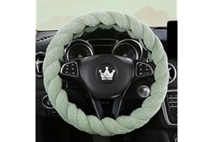 ‎HIGHNESSHWOO HighnessHwoo Luxuriöse Flauschige Winter Auto Lenkradbezüge für Damen, Weich, Warm, Plüsch, Niedlich, Auto Innenzubehör für Fahrzeug Limousine, rutschfest, Grün, Flauschig, Standardgröße(37–38cm)