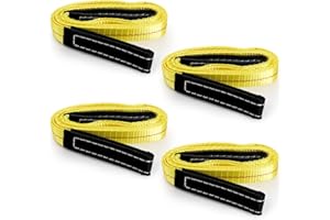 TOPZEA 4 Pack Lifting Sling Straps,1.8M x 2.5CM Durable Nylon Tow Straps Rigging Strap with 2 Wide Flat Eye Loops, Max Breaking Strength 3300lbs