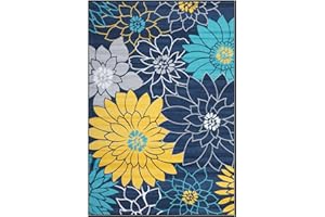 LuxFocus Niebieski nadruk botaniczny mały dywan nowoczesny kwiat antypoślizgowy 80 x 150 cm minimalistyczny obszar artystyczny dywan akcent zmywalny dywan podłogowy do salonu sypialni wejścia