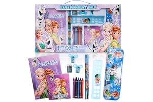 Gxhong Frozen Ensemble de Papeterie, Cadeaux de Papeterie avec Bloc-Notes étui à Crayons Crayons Gomme, Fournitures Scolaires Cadeau d'école pour Garçon Fille, 14 pièces