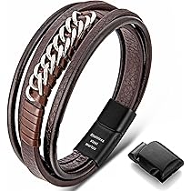 Bracciale Uomo SERASAR In Pelle Intrecciata - Chiusura Magnetica, Nero/Marrone, Con Portagioie Esclusivo