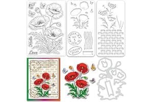 ORIGACH Timbres de Fleurs de Maïs Réalistes et Pochoirs à Colorier pour la Fabrication de Cartes Album Arts Artisanat Fournitures