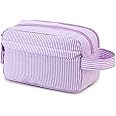 CAMTOP Travel Toiletry Bag for Kids Cute Toiletry Bags for Boys Girls Waterproof for Toiletries Accessories Bathroom Stuff, Strip Purple