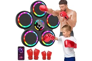 Machine de Boxe Musicale, 2025 Nouvelle LED Boxe Mural Musique avec Gants de Boxe, Mode Bluetooth, 9 Modes de Vitesse et d'entraînement, Mode de Comptage, Music Boxing Machine pour Adultes et Enfants