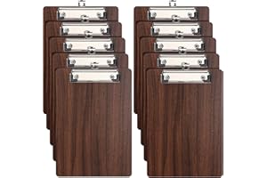 DONGLI (10 Stück) Klemmbrett Holz A5,Schreibbrett Klemmbrett mit Metalklemme und Aufhängeose, A5 Clipboard Schreibplatte Klemmbretter für Büro,Restaurant,Schule
