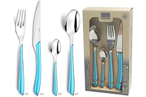 Amefa Eclat Zestaw Sztućców, Turkusowy/Srebrny, 24 sztuki