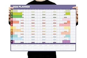 Evelay 2026 Wall Planner A1 Size (84cm x 59cm) Full Year to View Calendar Home Office School Organiser Rainbow - Made in UK
