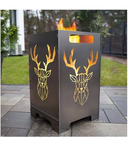 Fuchsbau Feuertonne Mit Blumenwiese Motiv - 90x60cm Gartenfeuerstelle Aus Ölfass