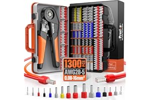 Preciva Pinza Crimpatrice 0,08-16 mm² con 1300 ghiere a filo singole e doppie, set di pinze per capicorda, regolabili, per l'industria, pinze a crimpare per il fai da te