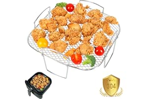 ‎YQL YQL Heißluftfritteuse Zubehör für Cosori 5.5 XXL/6.4L, 20 cm 304 Edelstahl Quadratisch Airfryer Zubehör Airfryer xxl Zubehör Air Fryer Rack