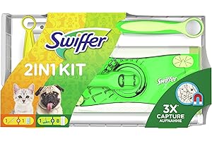 Swiffer Pack édition limitée (1 balai + 8 recharges pour balai + 1 manche de plumeau attrape-poussière + 1 recharge de plumeau)