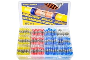 haisstronica 350Pcs Solder Seal Wire Connectors 4 Size Heat Shrink Solder Seal Butt Connectors with Case Waterproof Wiring Terminal for Electrician/DIY Wirework