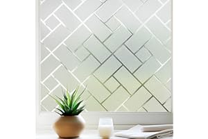 Qualsen Pellicola per Vetri Finestre Bianco Spina Di Pesce 44.3x200cm, Pellicola Adesiva per Vetri Elettrostatica Smerigliata Opaca Anti-UV Pellicola Privacy Finestre per Casa Ufficio Camera