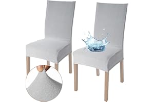 Viste tu hogar Pack 2 Stuhlhusse 45–55 cm, 100% hochwertiges Polyester, wasserdicht, leicht anzubringen und zu reinigen, Design Jacquard, Hellgrau