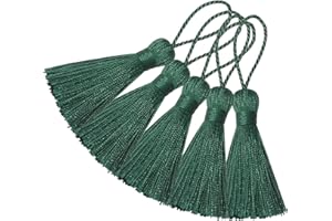 HETUYON Handmade Bookmark Tassel DIY Craft: 20pcs Mini Silky Chinese Knot Pendant with Cord Loop for Jewelry Earrings, Garland, Graduation, Party, Keyring and Small Home Hanging Decoration (Dark Green)