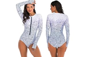 Beachkini Damen Badeanzug High Neck Kurzarm Reißverschluss Vorne Einteilige Bademode Swimsuit