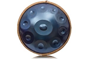 LOMUTY Steel Handpan D Minor Kurd 440Hz 10 Notes 22 Inch Steel Drum with Carry Bag, Stand, 2 Hand Mallets, Music Note Stickers, Wiping Cloth, Blue