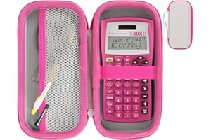 RIYADAone Dur Étui de Protection pour Texas Instruments TI-36X Pro/TI-30Xa / TI-30X Plus/TI-30XIIS / TI-30XS / TI-30X Pro Calculatrice Scientifique (Blanc + Rose Rouge)