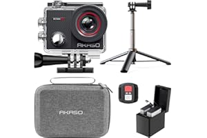 AKASO Pack de Creador EK7000 Pro Cámara Deportiva 4K WiFi 20MP, Bolsa de Almacenamiento para Cámara de Acción, Camara Acuatica Sumergible con 60CM Palo Selfie, 2 Baterías