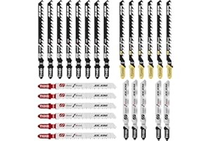 JOEJONI 25-częściowy zestaw brzeszczotów do wyrzynarki, trzpień T, brzeszczoty do wyrzynarki z walizką do przechowywania, akcesoria do drewna, tworzywa sztucznego i metalu