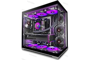 KEDIERS Case PC – 4 preinstallati senza ventola RGB, ATX Mid-Tower Gaming PC, vetro panoramico 270° con Type- C,Nero