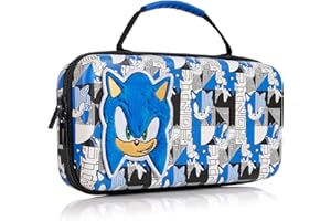 Numskull Custodia Ufficiale Sonic the Hedgehog per Switch e Switch 2 – Design Geometrico con Patch in Peluche – Contiene 10 Giochi e Accessori