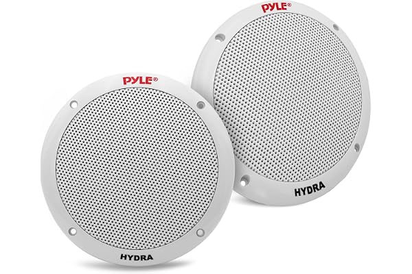 Pyle Haut-Parleur Marin 6,5" Dual – Système Stéréo Extérieur 2 Voies Étanche 400W, Conus Polypropylène Surround Butylcaoutchouc – 1 Paire (Blanc)