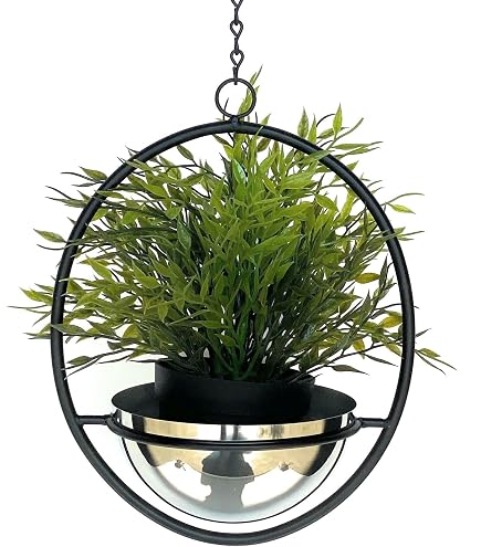 Hängender Blumentopf Aus Metall – Schwarz, Modernes Geometrisches Design, Mit Kette, Für Innen & Außen, Als Wand- Oder Deckendeko, Topf Für Blumen, Ohne Pflanzen