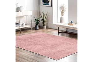 RUGURA Alfombra de Salón Dormitorio Habitación Comedor Pelo Corto y Suave 100x200cm Rosa Unicolor Moderna Nordica Lavable Antideslizante