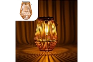 Gadgy Solarlampe für außen Garten - Wasserdichte Solar Leuchte Garten draußen - Solar Laterne für draußen Rattan Optik - Gartenleuchten solar - braun