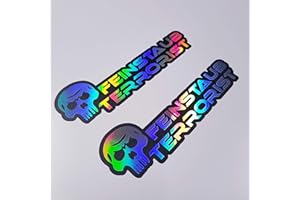 FOLIEN-ZENTRUM 2x Feinstaub Terrorist Hologramm Oilslick Rainbow Flip Flop Schwarz Aufkleber Metallic Effekt Shocker Hand Auto JDM Tuning OEM Dub Decal Stickerbomb Bombing Sticker Illest Dapper Fun Oldschool
