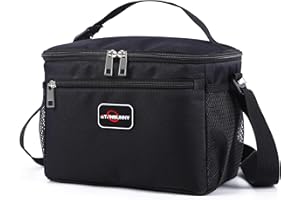 ETONSUNNY Bolsa Termica Porta Alimentos 8L，Plegable Bolsa Termica Comida ，Bolsa Isotermica Porta Alimentos trabajo，Bolsa Nevera Pequeña，Lunch Bag，Cooler Bag para Viajar/playa/Picnic (Negro)