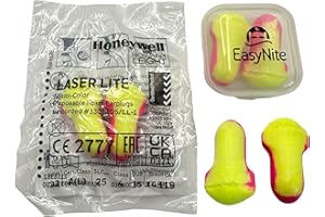 EASYNITE Howard Light Laser Lite Foam Ear Plugs, 30 Pairs - Yellow Foam for Sleep and Noise Reduction, Includes Travel Box and Ziplock Bag, Ideal for Work, Study, Snoring, Travel, and HOM. One Size Fits All