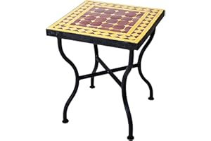MARRAKESCH Original marocain oriental mediterraner Table de balcon mosaïque mosaïque Table d'appoint Fleur Tabouret Table Marrakech bord aux Jaune – Carré 40 x 40 cm